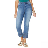 DG2 by Diane Gilman Women's Petite Crochet Hem Cropped Jeans Midtone 12P