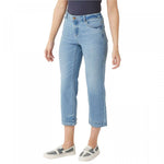 LOGO by Lori Goldstein Plus Size Double Hem Crop Straight Leg Jeans