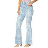 DG2 by Diane Gilman By Petite Classic Stretch Printed Flare Jeans Chambray 10P
