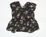 Xhilaration Women's Flutter Sleeve Tie Back Peplum Top Black Medium