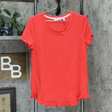 Isaac Mizrahi Live! Women's Scoop Neck Curved Ruffle Knit Top Bittersweet Small