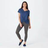 AnyBody Women's Knitted Jersey V-Neck Short Sleeve Twist Front T-Shirt