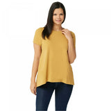 LOGO by Lori Goldstein Women's Plus Size Washed Cotton Top with Hi-Low Hem