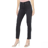 DG2 by Diane Gilman Virtual Stretch Beaded Side Stripe Jeans 4 Petite Black