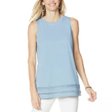 DG2 by Diane Gilman Women's Crochet Tank Top Chambray Large