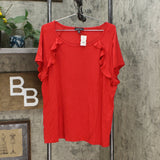 Slinky Brand Women's Plus Size 2 Pack Raglan Ruffle Cap Sleeve T-Shirts