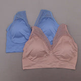 Rhonda Shear Women's Plus Size 2 Pack Seamless Ahh Bras with Lace