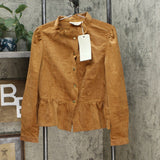 LaBellum by Hillary Scott Women's Ruffle Trim Peplum Corduroy Jacket