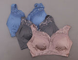 Rhonda Shear Plus Size 3 Pack Betty Pin Up Bras with Back Closure and Removable Pads