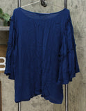 DG2 by Diane Gilman Women's Plus Size Ruffle Sleeve Crinkle Knit Top