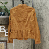LaBellum by Hillary Scott Women's Ruffle Trim Peplum Corduroy Jacket