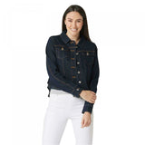 Du Jour Women's Denim Jacket With Ruffle Back Detail