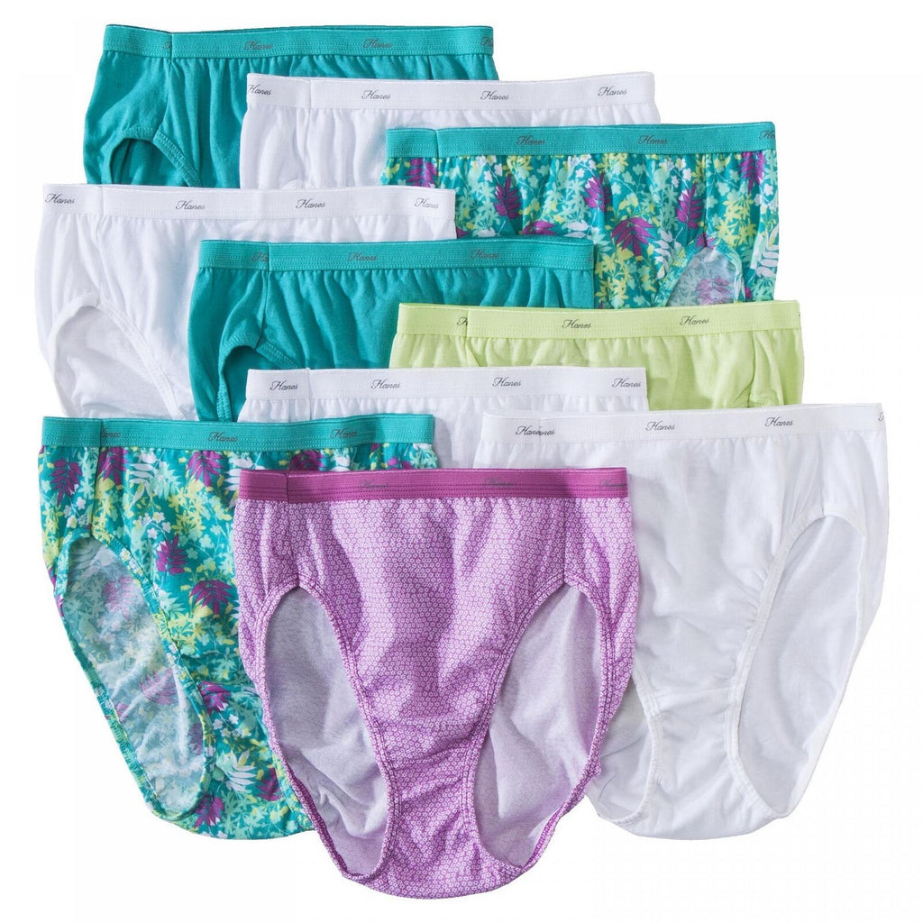 Hanes Hi-Cut Panties Panty 10 Pack Womens Underwear Assorted