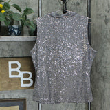 Calvin Klein Women's Sleeveless V-Neck Sequin Blouse