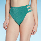 Xhilaration Women's Metallic Strappy High Leg High Waist Bikini Bottom