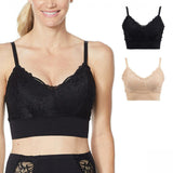 Rhonda Shear 2 Pack Lace Leisure Bras With Removable Pads Black/ Nude XL