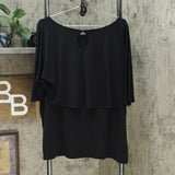 IMAN Women's Plus Size Global Chic Cape Sleeve Top With Keyhole Back