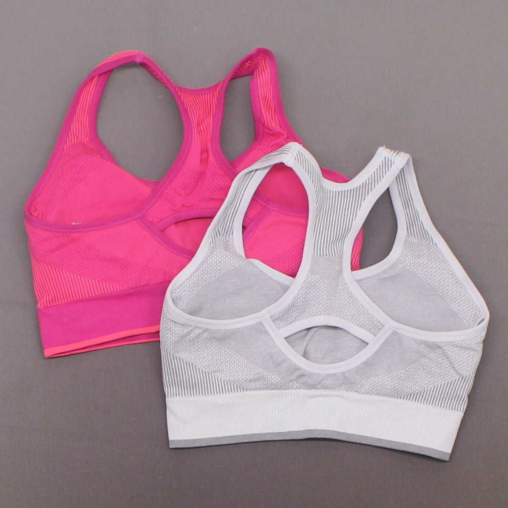 Puma Women's 2 Pack Active Performance Sports Bras Pink / Gray