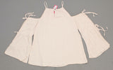 Xhilaration Women's Cold Shoulder Long Tie Sleeve Woven Top Blouse Shirt