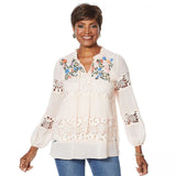 Curations Women's Plus Size Artisan Lace Blouse With Cami