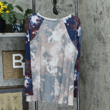 LOGO by Lori Goldstein Women's Colorblock Shoulder Tie-Dye Tunic Top