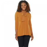 Susan Graver Women's Plus Size Chiffon Overlay Peplum Back Liquid Knit Top