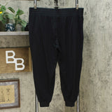 AnyBody Cozy Knit Ribbed Jogger Pants Black Petite Large