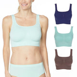 Rhonda Shear 3 Pack Square Neck Ahh Bras Multicolor Small