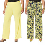 IMAN Women's Plus Size 2 Pack Global Chic Luxury Resort Palazzo Pants
