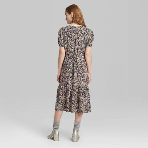 Wild Fable Women's Floral Print Short Sleeve V-Neck Button-Down Midi D –  Biggybargains