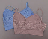Rhonda Shear 2 Pack Lace Leisure Bras with Removable Pads Mocha/ Blue Plus 1X