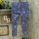 DG2 by Diane Gilman Twill Pull On Skinny Jeans Blue Floral Petite Medium