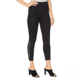 Yummie Women's Geo Floral Embroidered Leggings Black Plus 2X