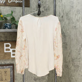 Knox Rose Women's Floral Print Long Sleeve Split Neck Blouse Shirt
