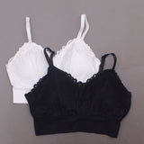 Rhonda Shear 2 Pack Lace Leisure Bras With Removable Pads Black/ White Medium