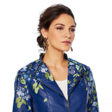 Colleen Lopez Women's Embroidered Faux Leather Jacket