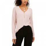 Hippie Rose Women's Waffle Knit V-Neck Henley Shirt