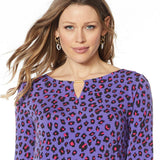 IMAN Women's Global Chic Luxury Resort 3/4-Sleeve Keyhole Tunic Top