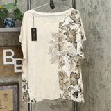 DG2 by Diane Gilman Women's Plus Size Mixed Media Embroidered Top With Front Seam