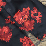 Dennis Basso Women's Button Front Floral Stretch Satin Blouse