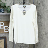 JM Collection Women's Embellished Velvet Sleeve Top