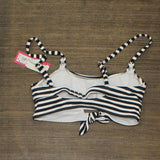 Xhilaration Juniors Texture Front Tie Bralette Bikini Top AFJ86T Black / White S