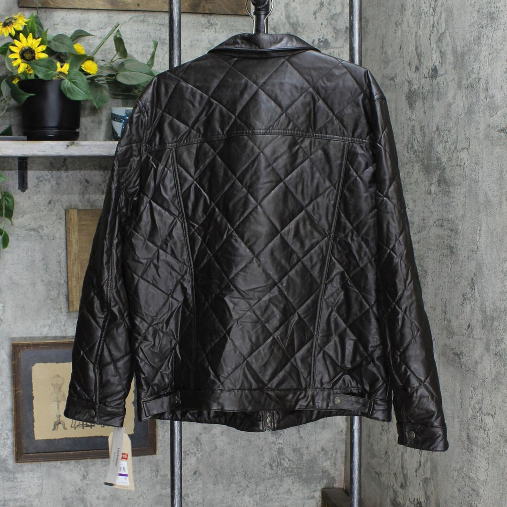 Levi's Men's Faux Leather Quilted Trucker Jacket Biggybargains