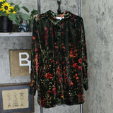 Belle by Kim Gravel Women's Floral Velvet Button Front Big Shirt