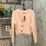 Wild Fable Women's V-Neck Cropped Button Front Fuzzy Cardigan Sweater