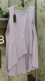 DG2 by Diane Gilman Women's Asymmetric Drape Striped Tank Top