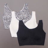 Rhonda Shear 3 Pack Body Bras With Removable Pads Black/ Leopard/ White XL
