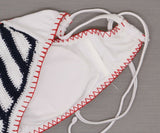 Xhilaration Women's Crochet Bralette Bikini Swim Top Red/ White/ Blue Small