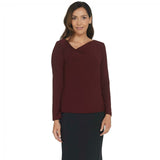 Linea by Louis Dell'Olio 3/4 Sleeve Moss Crepe Asymmetrical Knit Top