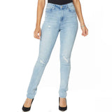 DG2 by Diane Gilman Virtual Stretch Destructed Skinny Jeans Chambray Petite 8